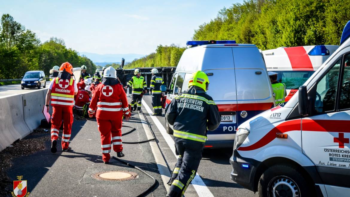 Schwerer Verkehrsunfall zwischen Klein-LKW und PKW auf der A2!