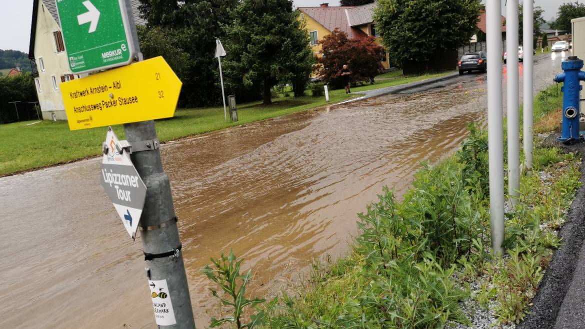 Unwettereinsätze im Raum Gaisfeld bis Köppling